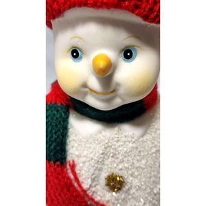 Porcelain Vintage Snowman w/red&green scarf and sweater